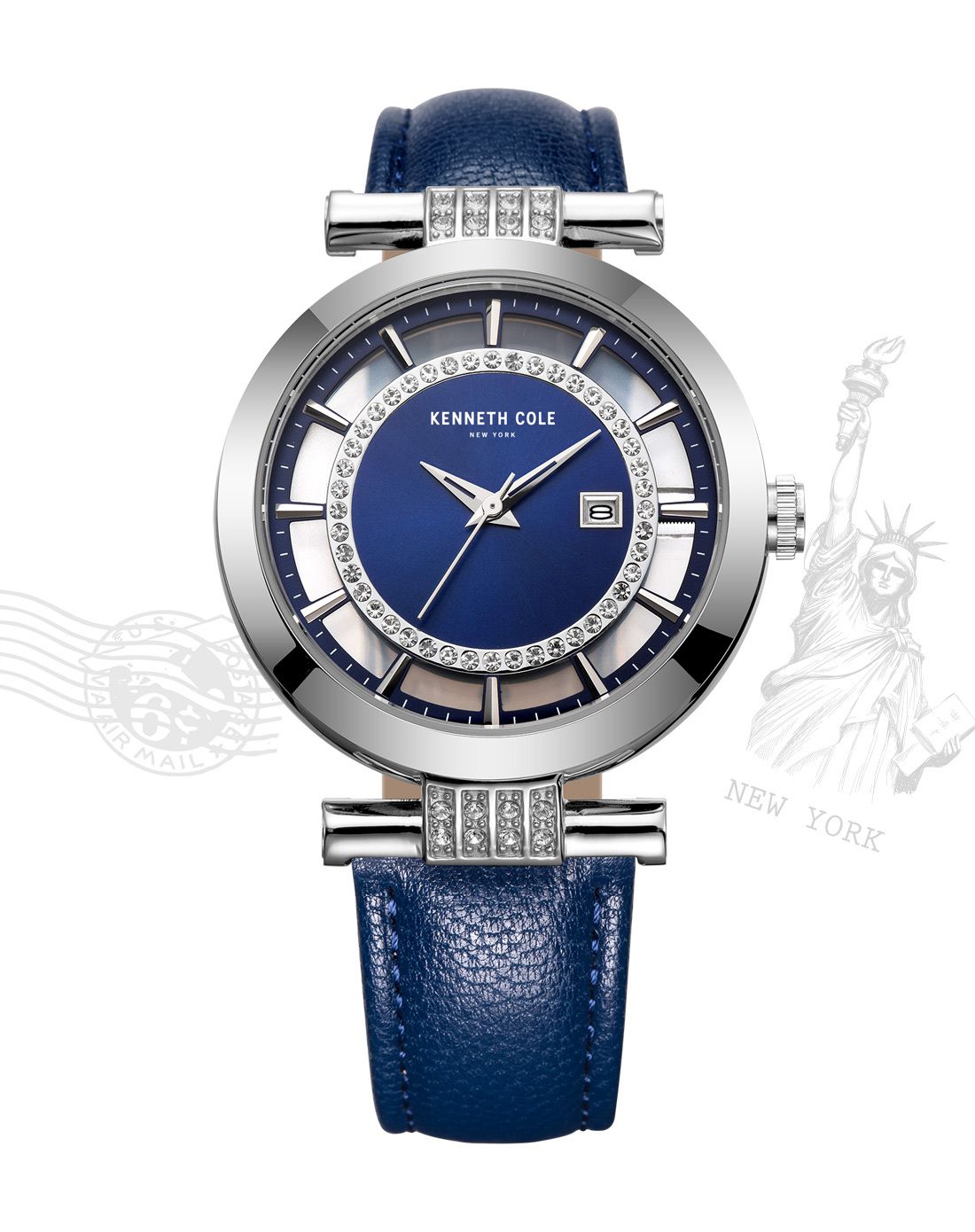 kenneth cole 【专柜同款】美国时尚透视镶钻皮带女表