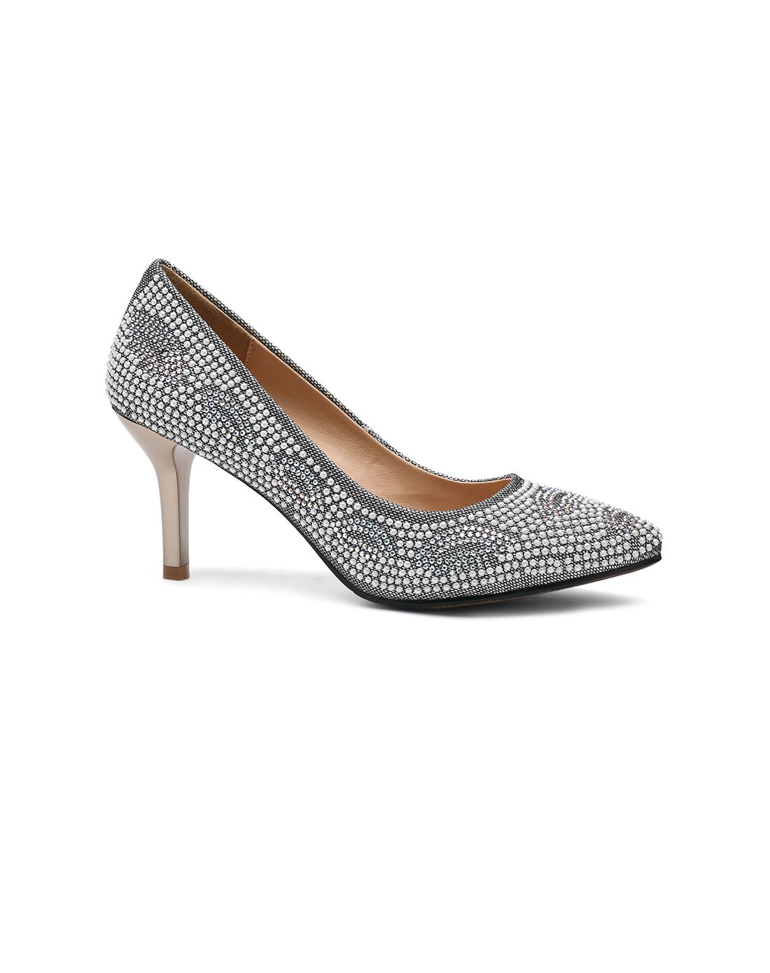 2017经典时尚银色细跟时尚单鞋银色