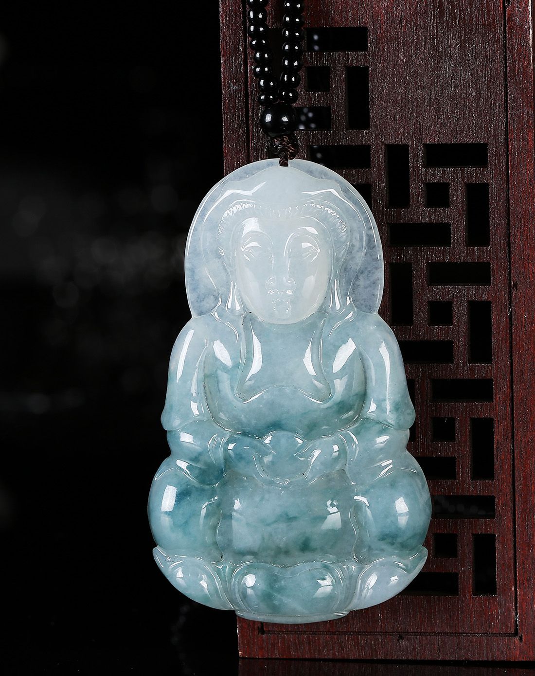 uve 天然a货冰种飘花厚装大号正装观音