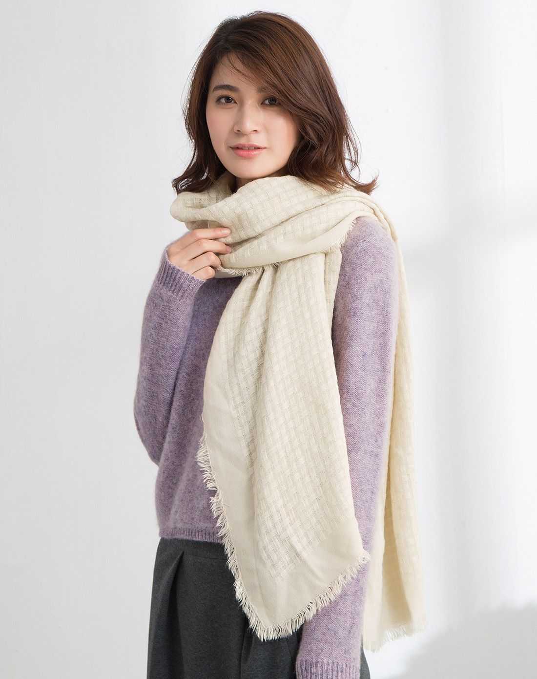 灰色文艺百搭休闲毛边保暖围巾大披肩 运费 (订单满288免运费) 颜色