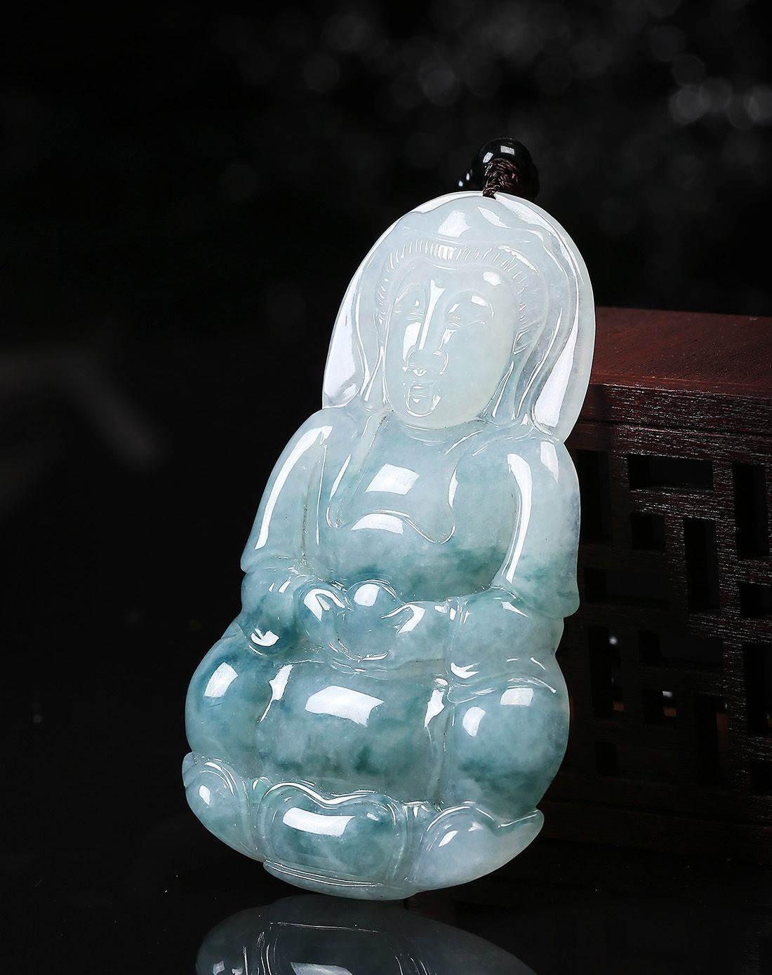 uve 天然a货冰种飘花厚装大号正装观音