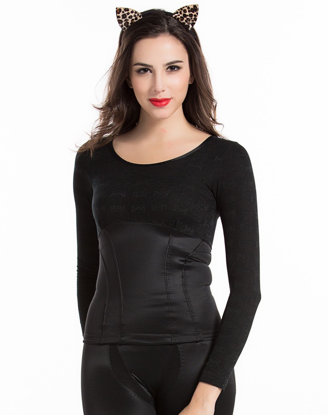 纯黑色logo蕾丝塑身衣