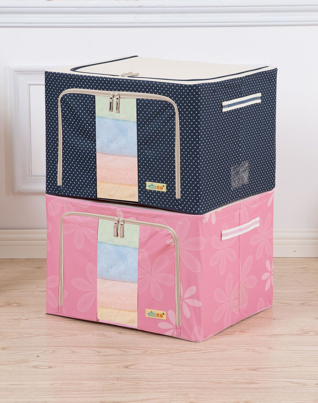 66l牛津布可拆洗钢架单视窗百纳箱