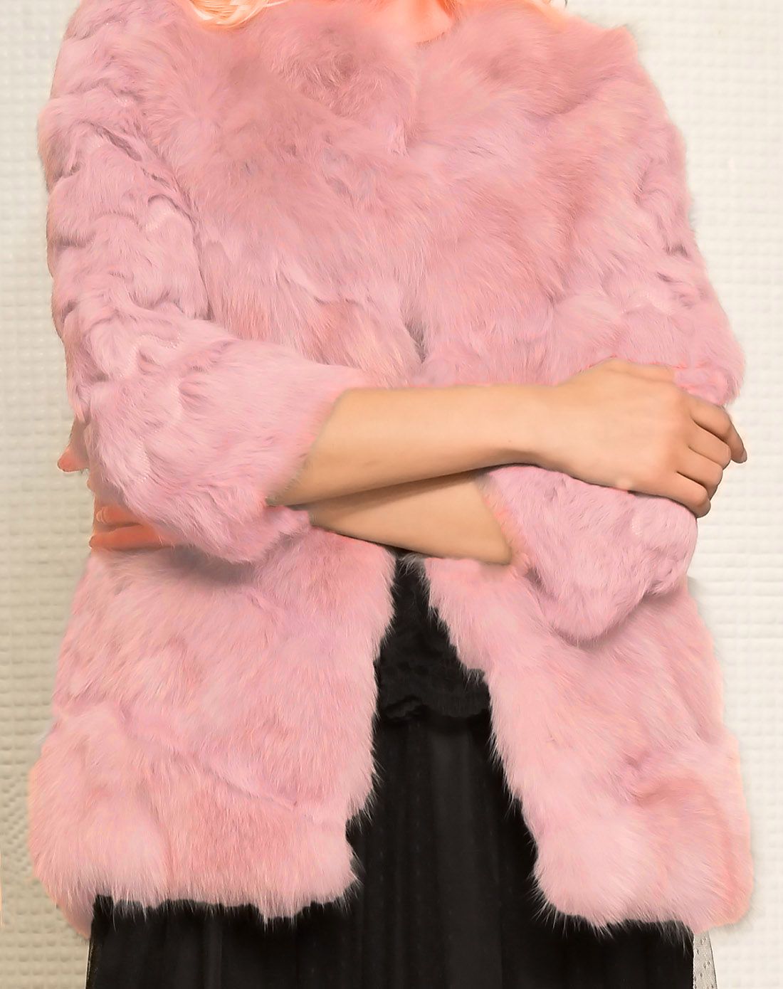 粉色兔毛狐狸毛皮草