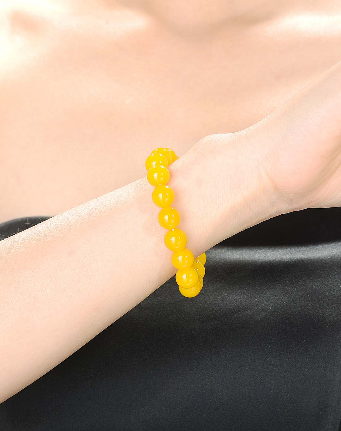 uve 天然黄玉髓圆珠手链