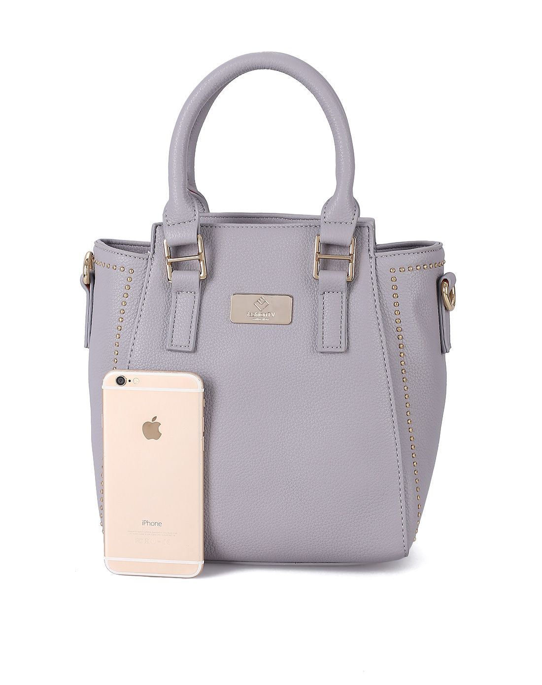 法国fashion tv collection女士鞋包专场新款浅灰色简约气质铆钉淑女