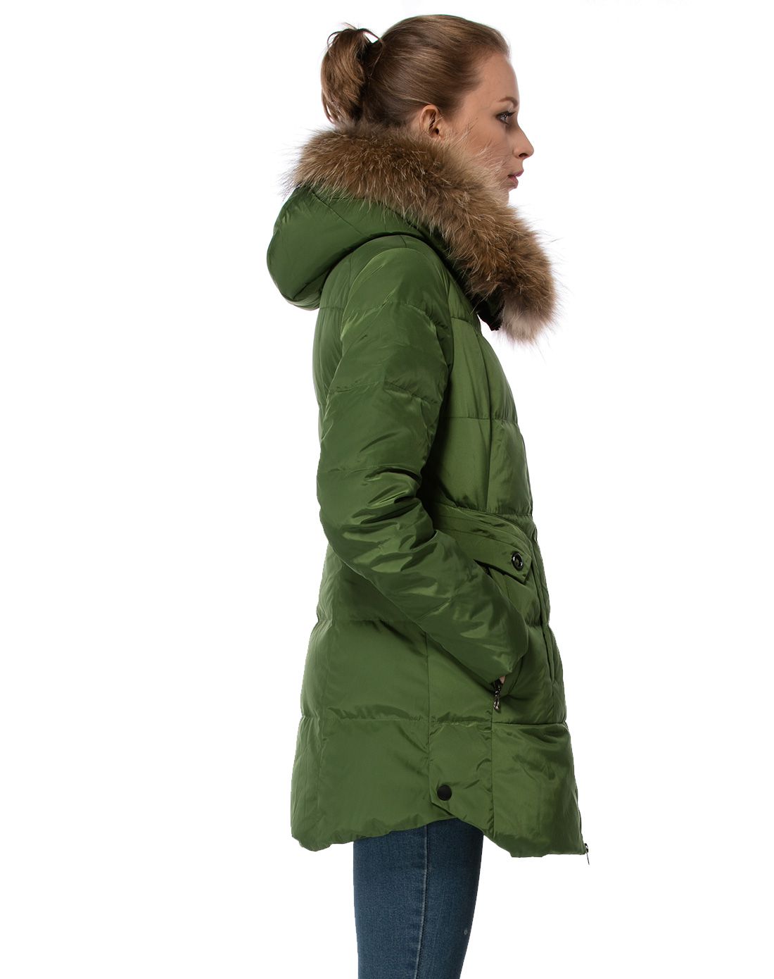 女式苔绿时尚羽绒服