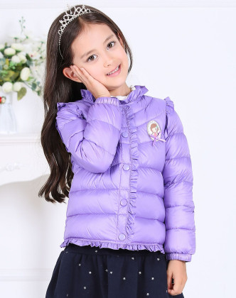 女童紫色轻薄羽绒服