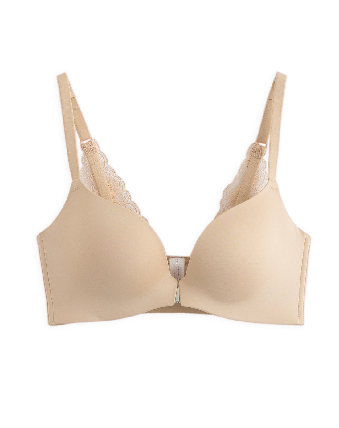 舒适无痕蕾丝可拆肩带聚拢文胸肤色