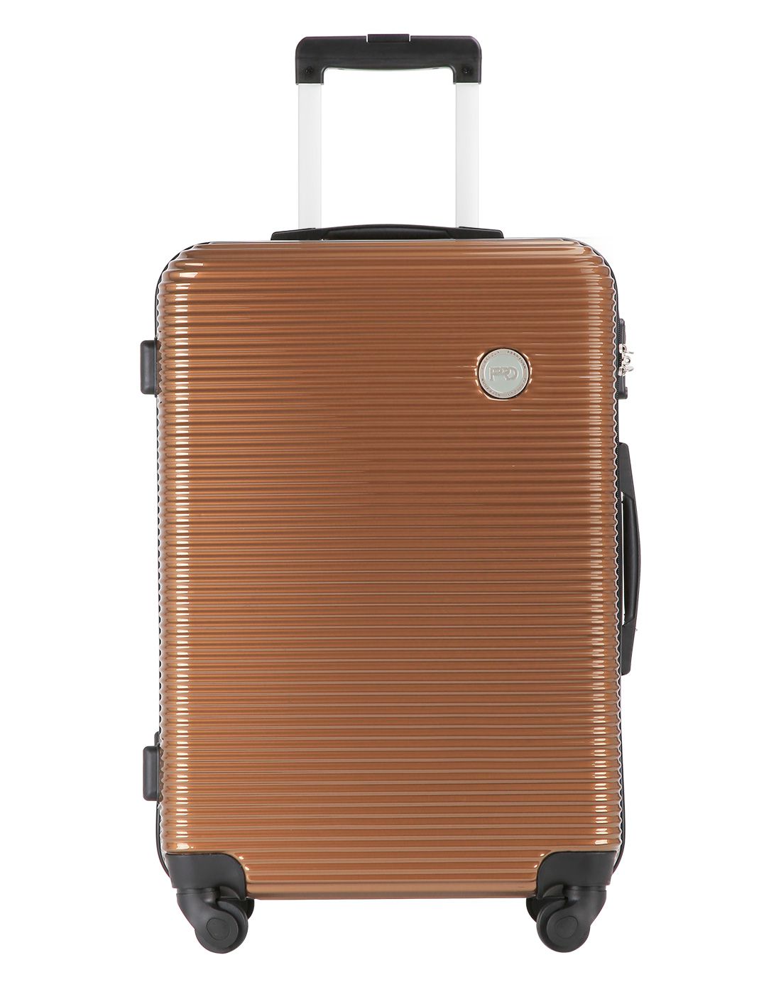 横纹路右侧大logo亮面拉杆箱咖啡色24寸