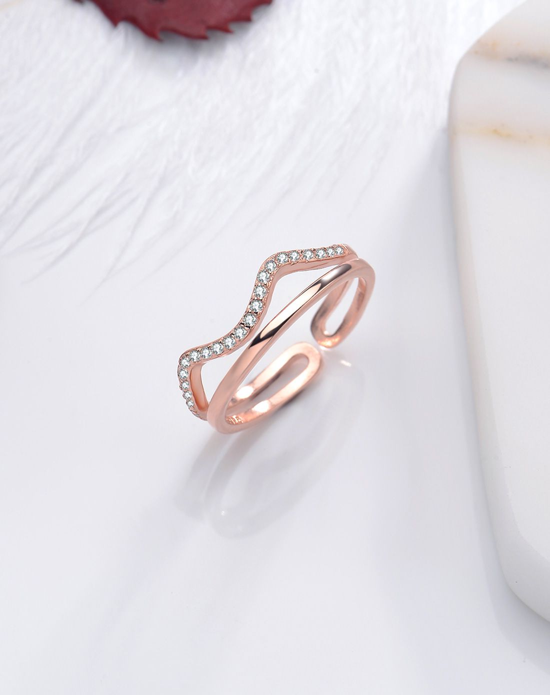 芭莎925银双层戒指