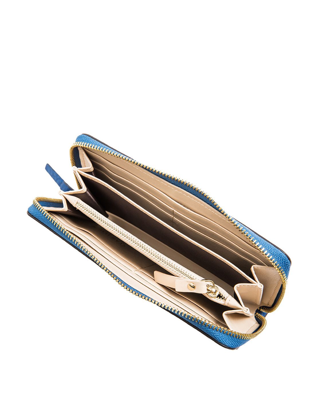 新款牛皮多卡位长款多卡位钱包琉璃蓝