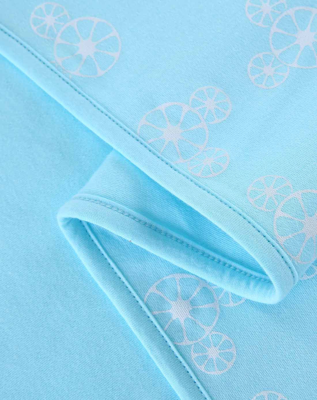 男童本白底浅蓝印花棉毛布经典抱被