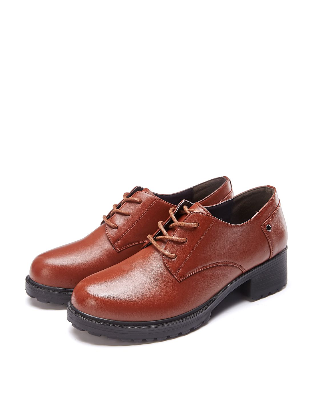 土黄色牛皮革猪皮内里女单鞋