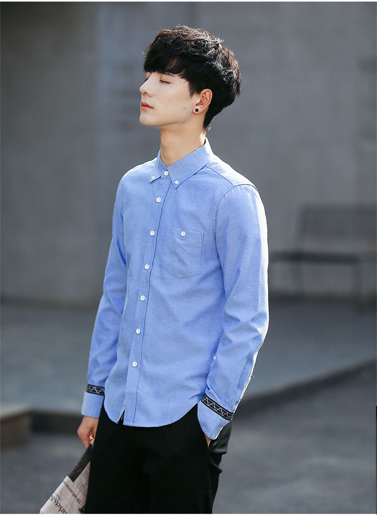 男浅长袖衬衫浅蓝色