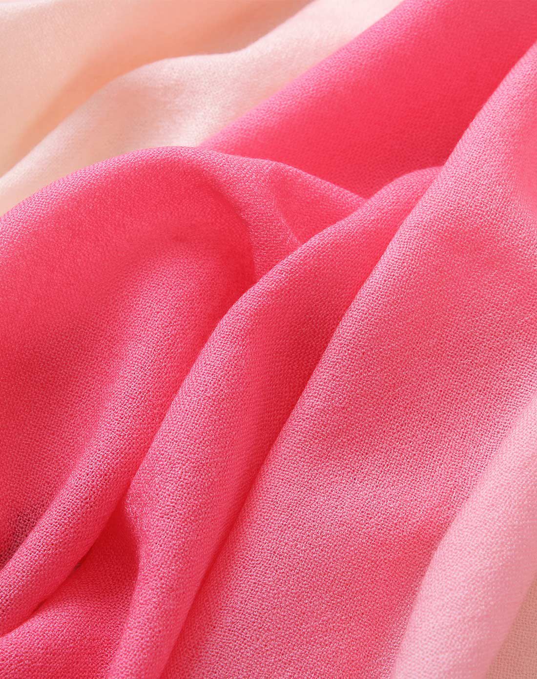 (礼袋包装)澳羊毛细纱渐变色围巾披肩红粉色