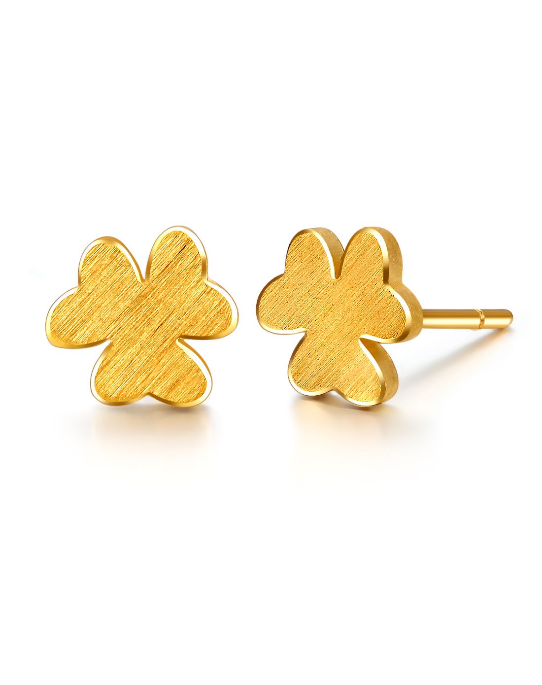 周六福 精品足金三叶草耳钉