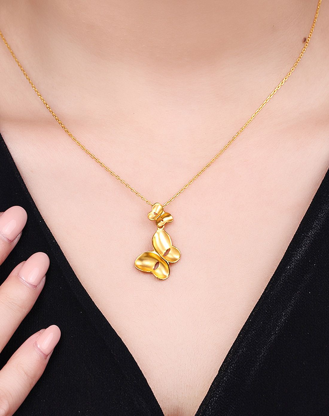 周六福黄金专场周六福 精品足金蝴蝶吊坠-飞舞不含链1224-zjd0066