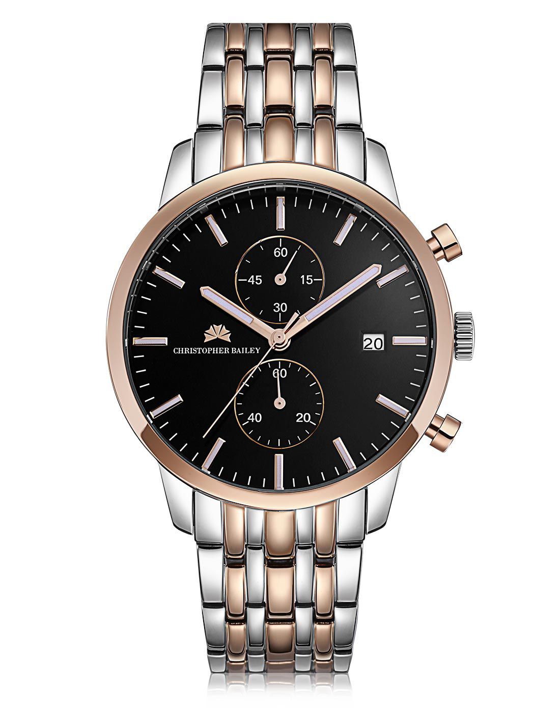 珂芮柏蒂 商务间金钢带多功能石英男表