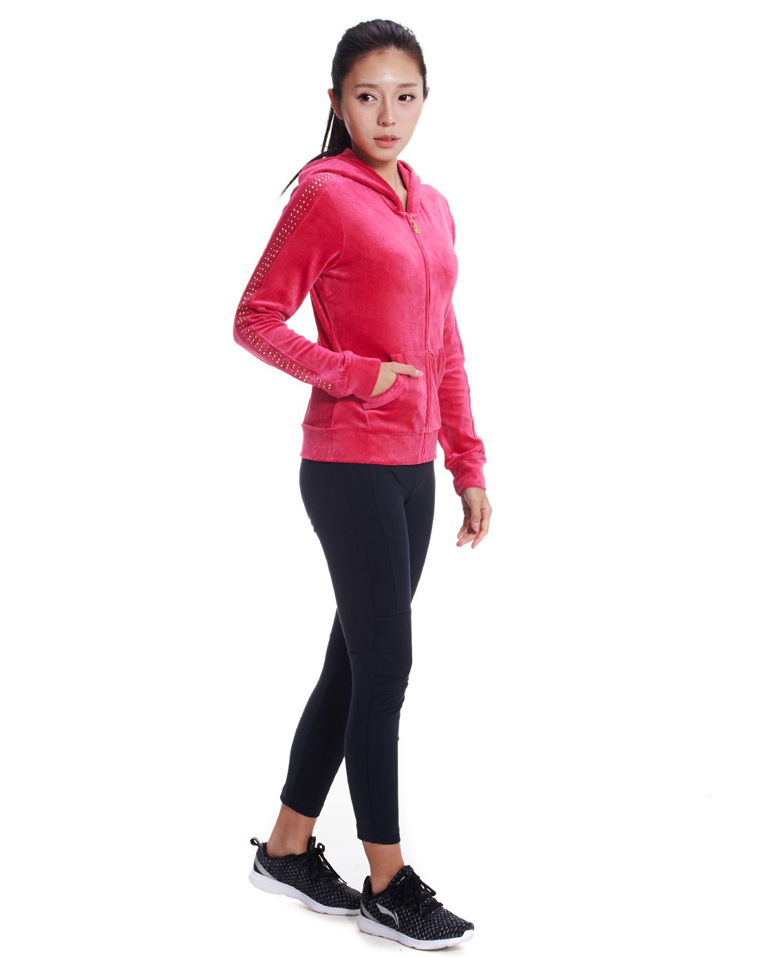 李宁女士运动专场女款粉色连帽夹克 网球系列awdk266-2_唯品会