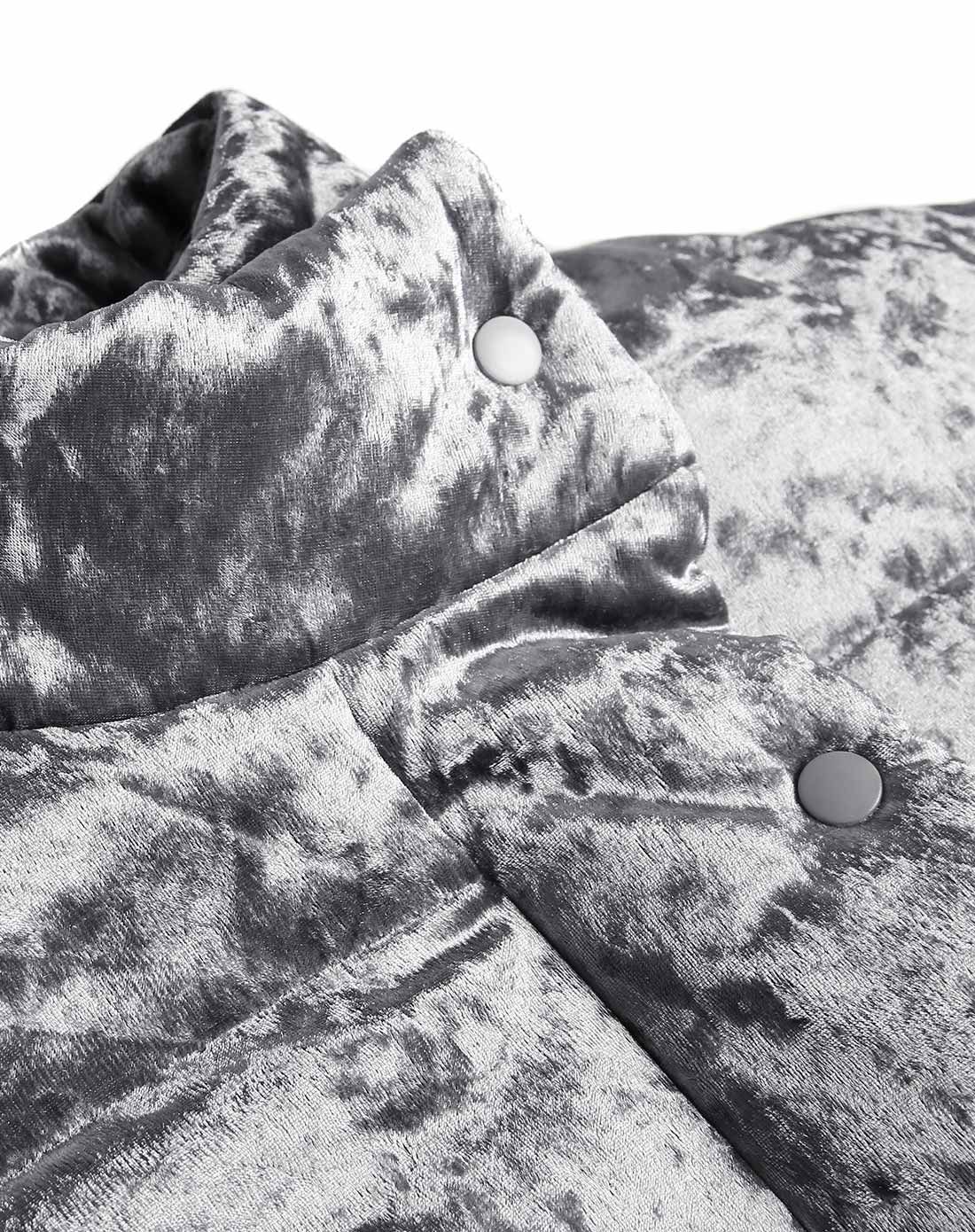 丝绒短款棉衣灰色