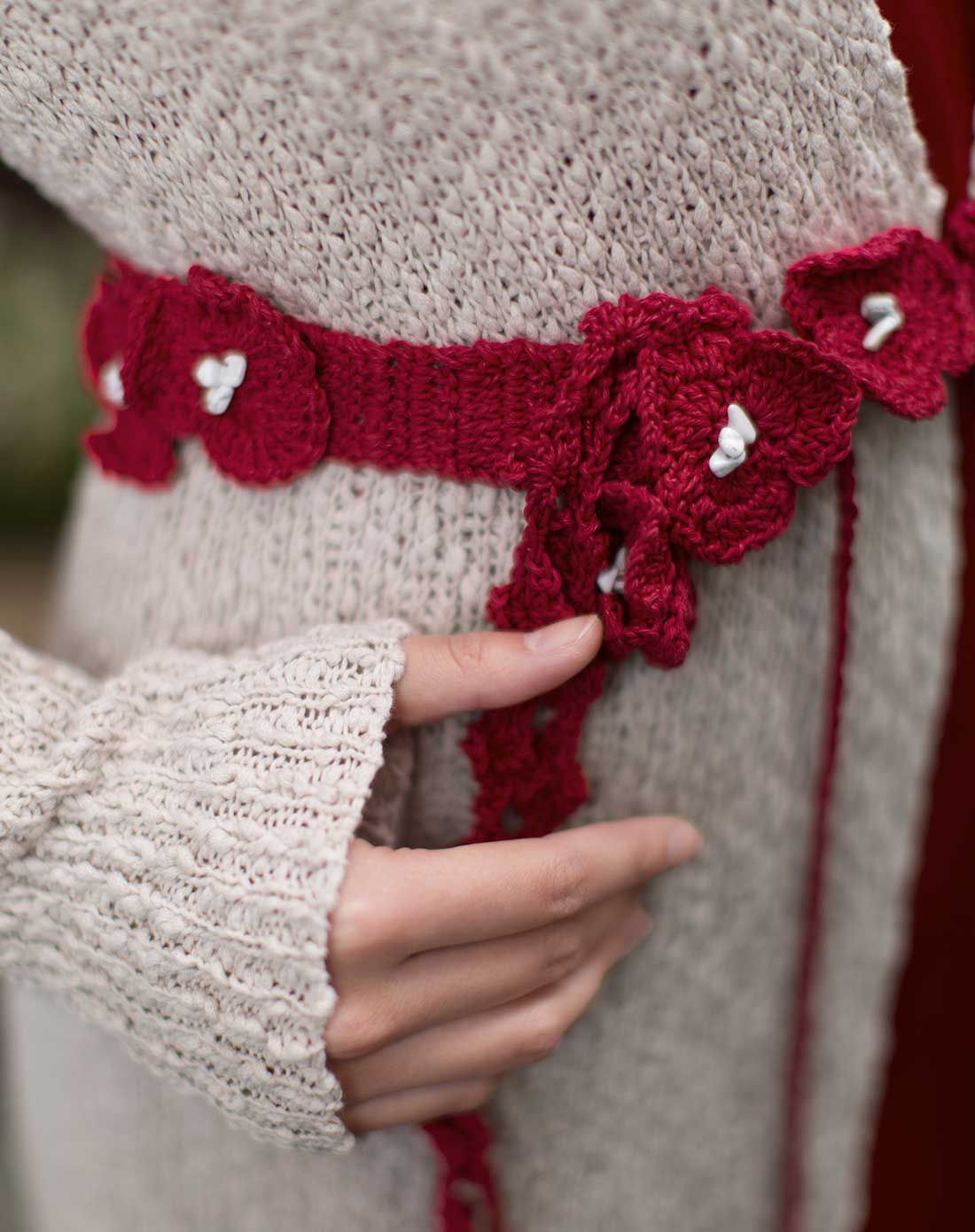 春新款 纯手工钩花腰带