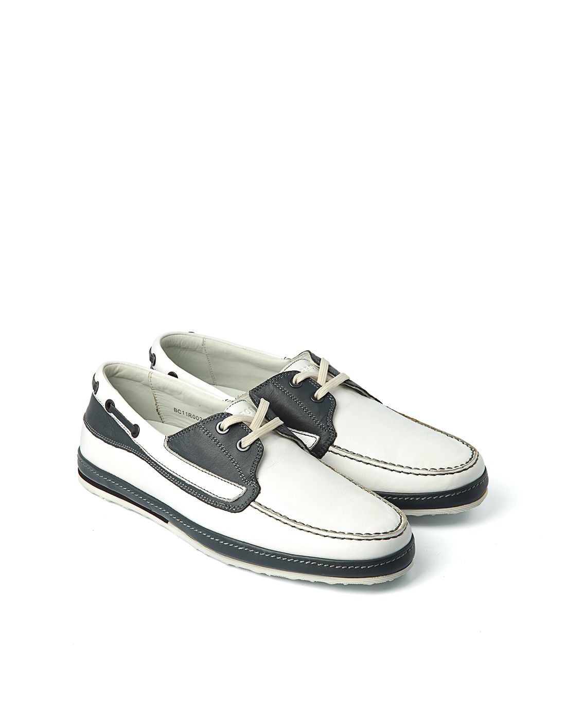 意大利进口男士米白色小牛皮时尚拼接休闲鞋