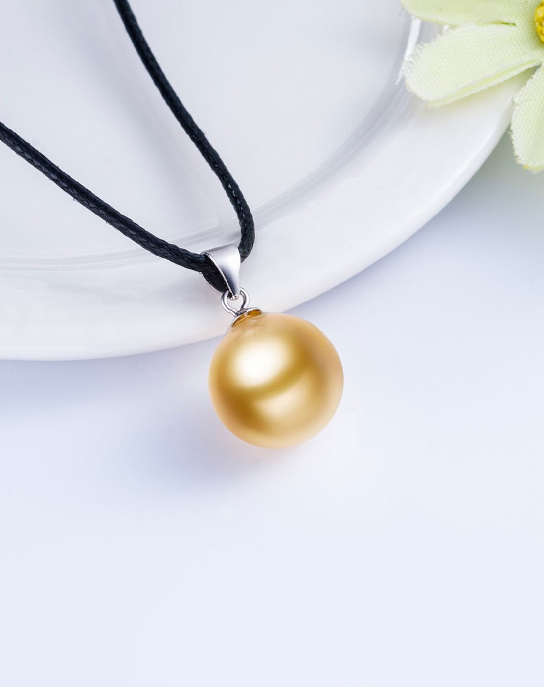 your-d 925银金色魅惑吊坠12mm 配皮绳