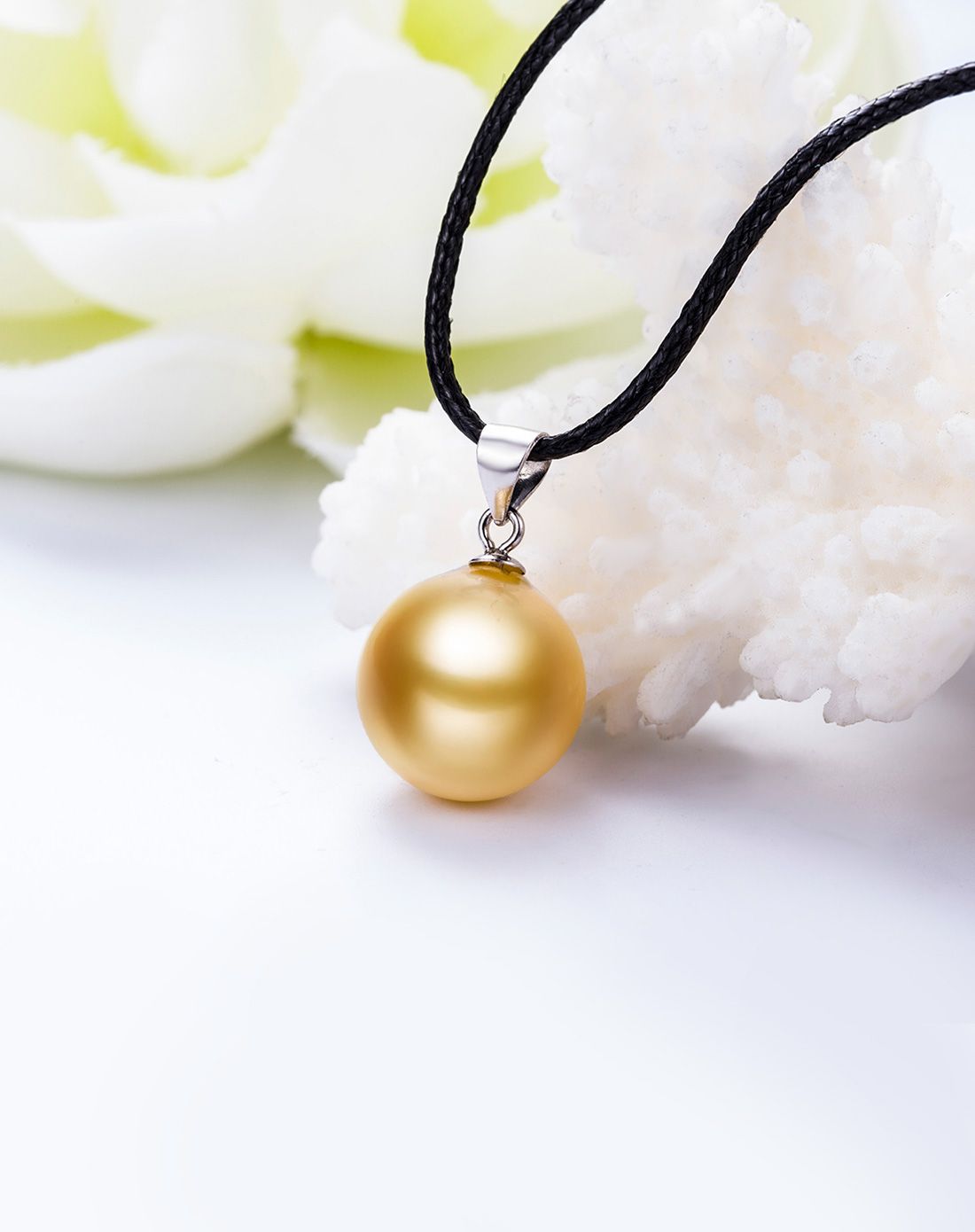 your-d 925银金色魅惑吊坠12mm 配皮绳