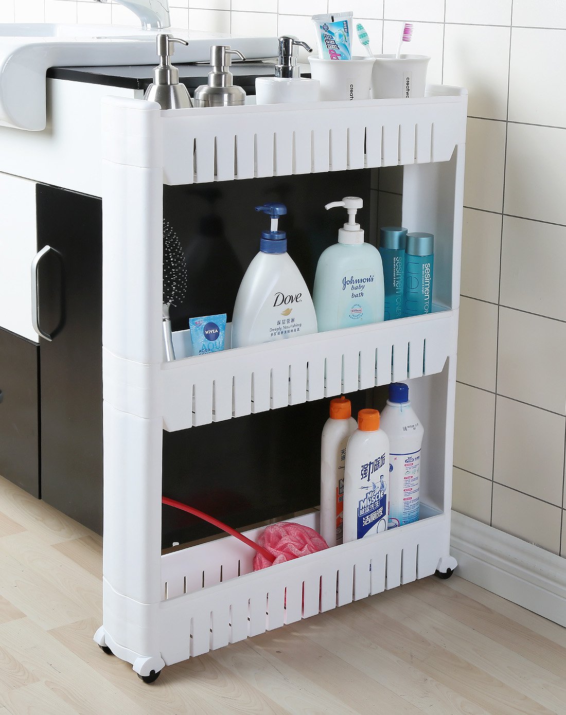 三层移动夹缝架间隙缝隙收纳整理置物架