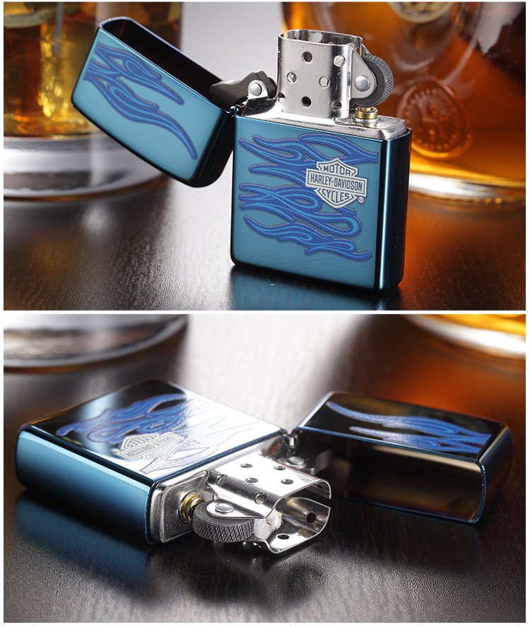zippo打火机专场zippo 哈雷蓝色火焰-蓝冰彩印常规机20711n_唯品会