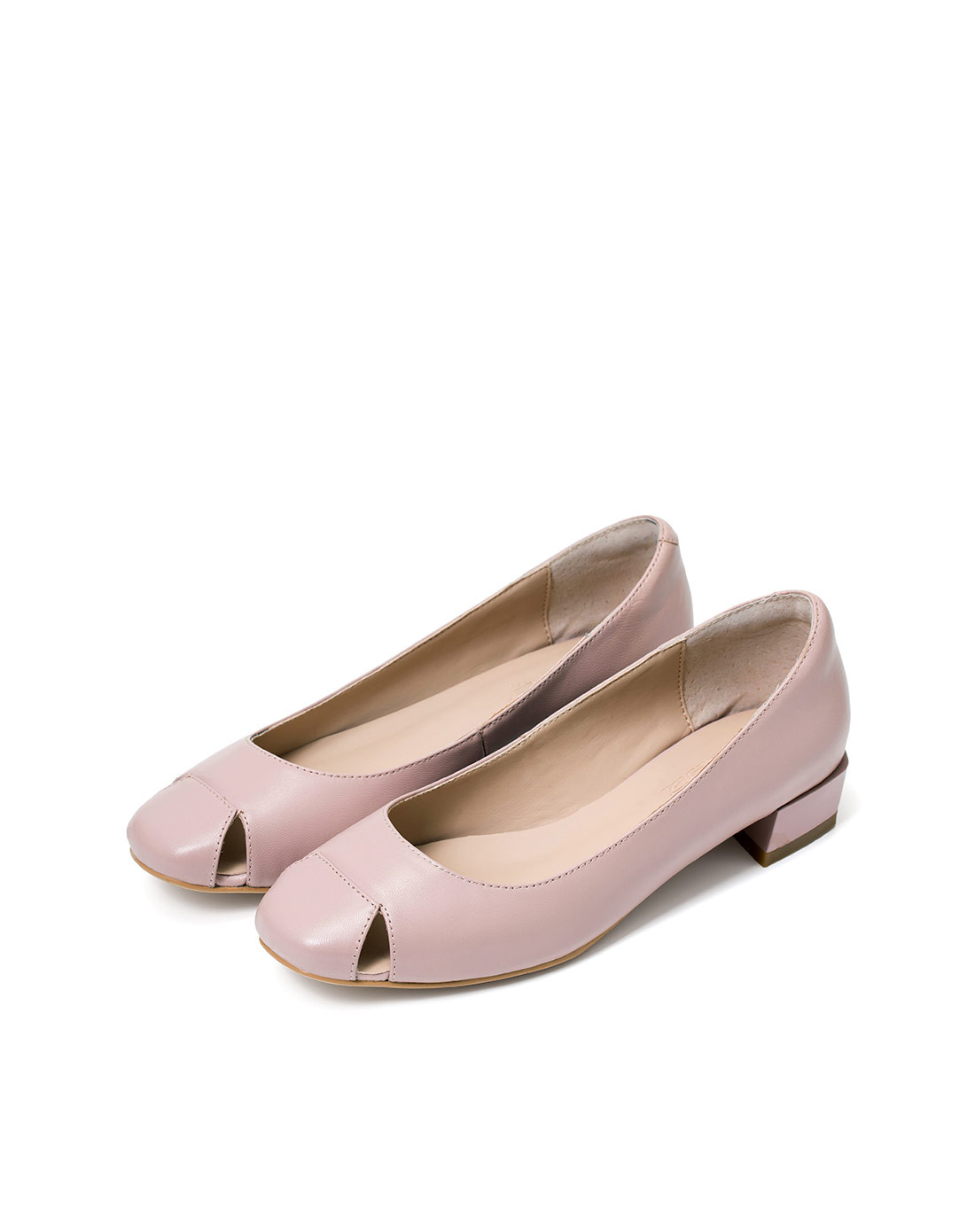 2017新款简约低跟单鞋藕粉色