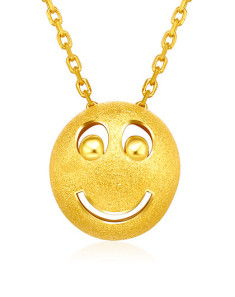 周六福 精品足金表情包系列项链-笑脸无