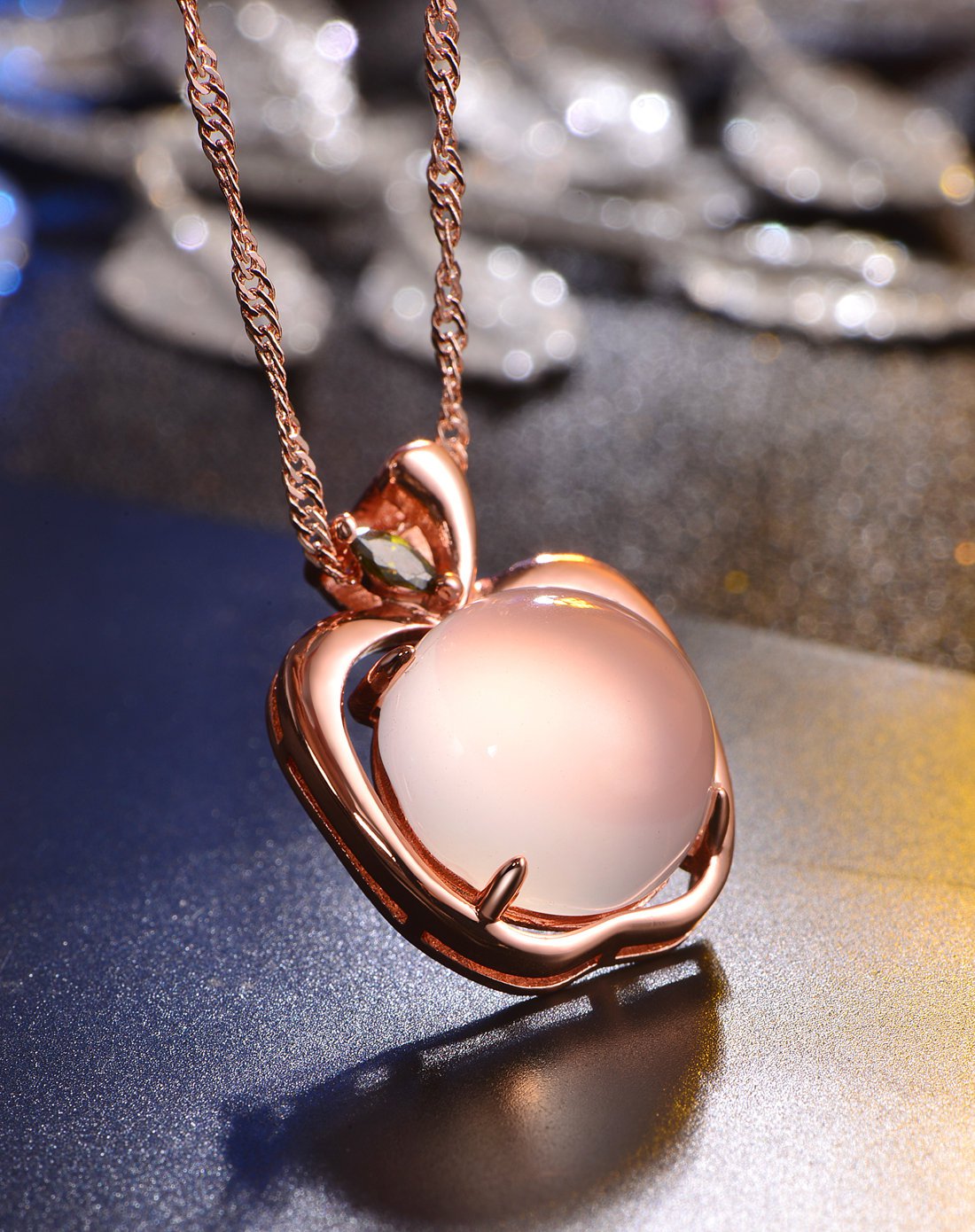 kmonado 芙蓉石苹果吊坠送项链