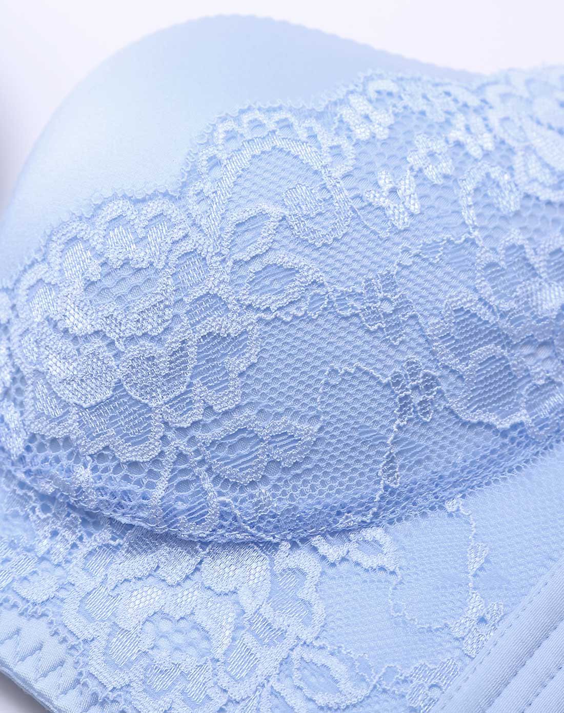 都市丽人集团内衣品牌无钢圈蕾丝聚拢3/4杯文胸浅蓝2b7516-0092_唯品