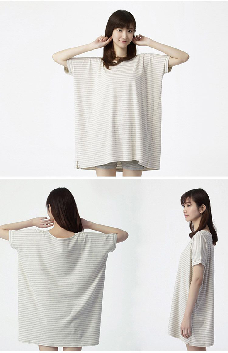 大朴 水洗精梳全棉条纹宽松百搭女式短袖t恤