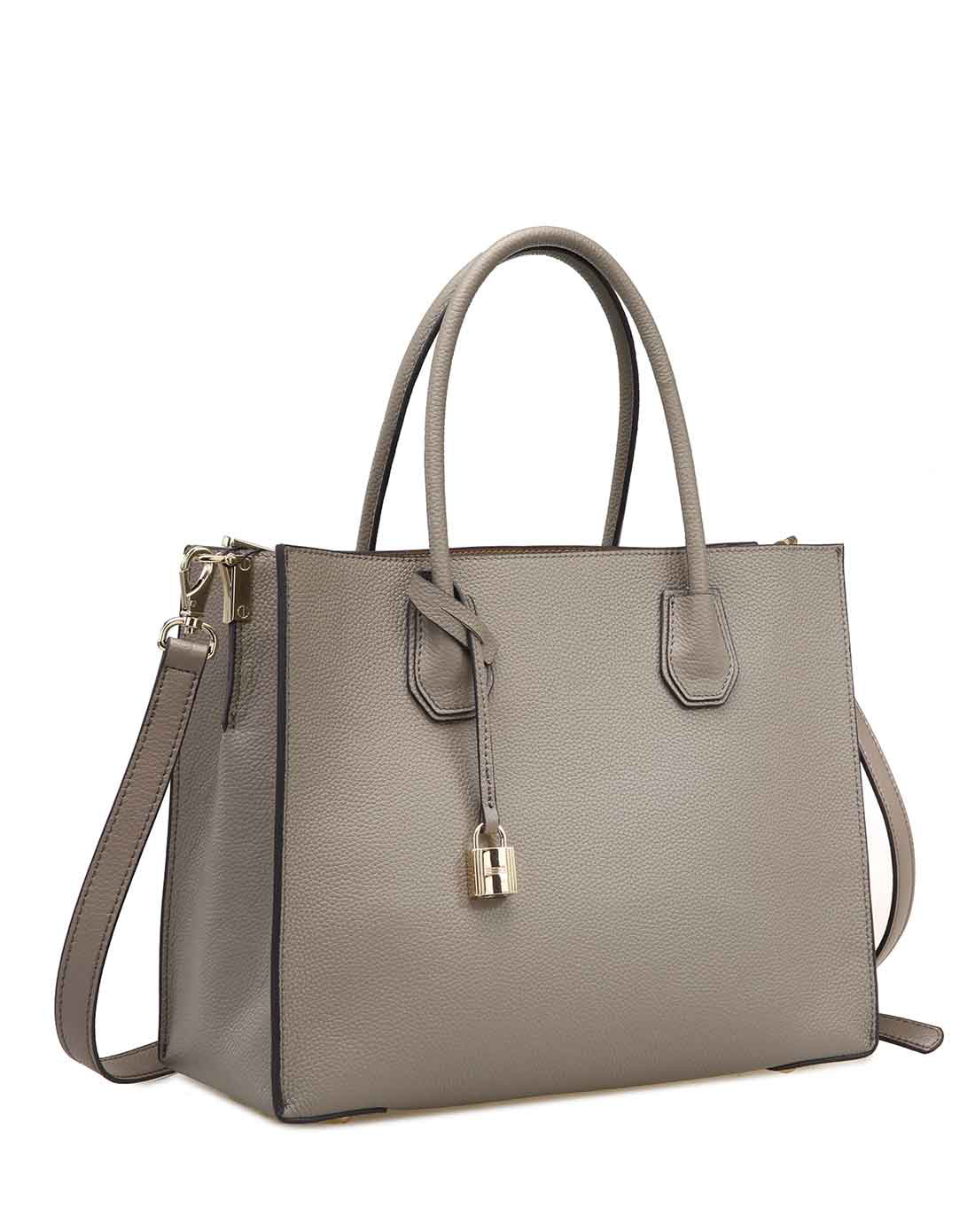专柜同步牛皮革手提单肩包(大号)大象灰