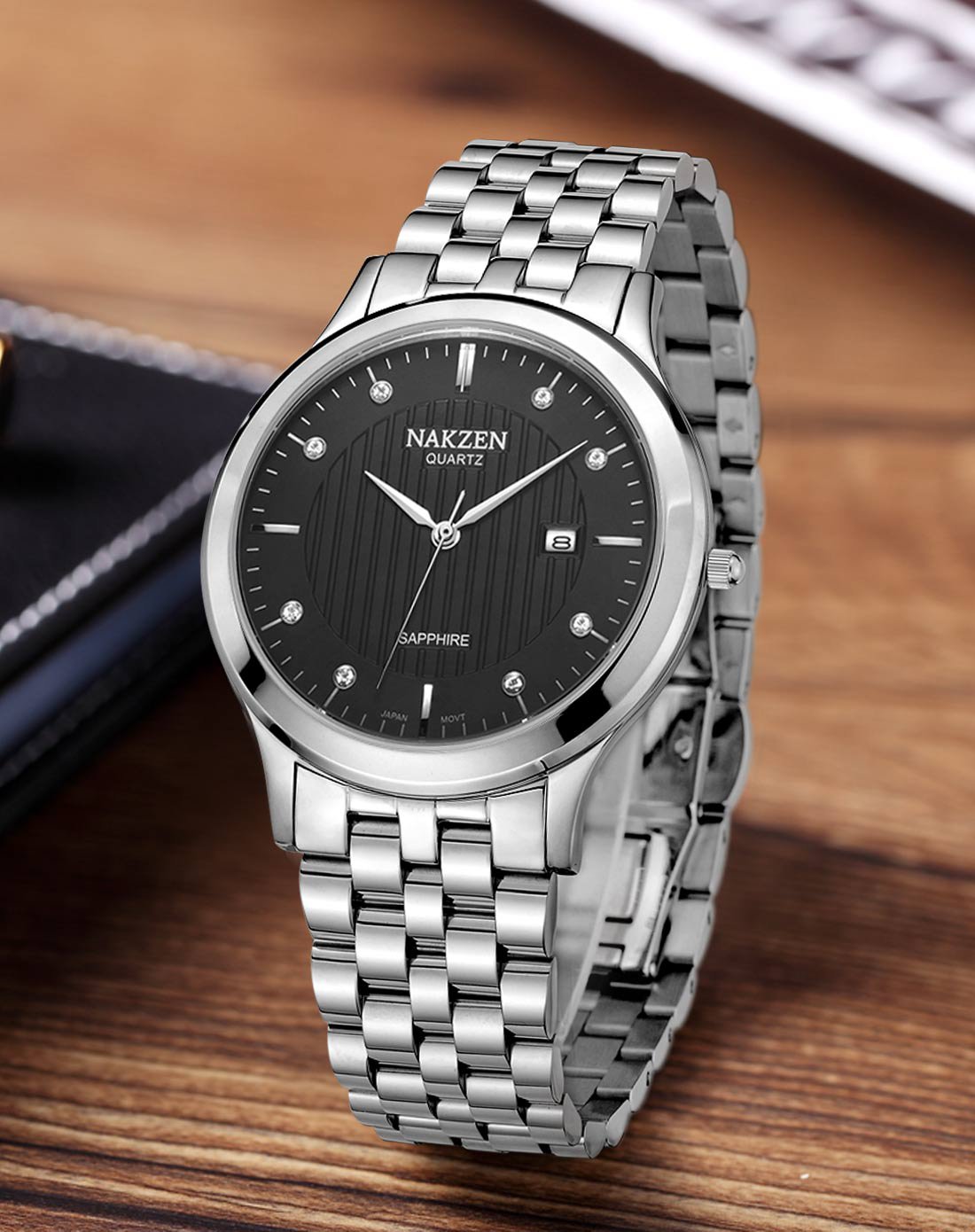 名古城nakzen手表专场 名古城 进口机芯经典蓝宝石简约精钢石英男表
