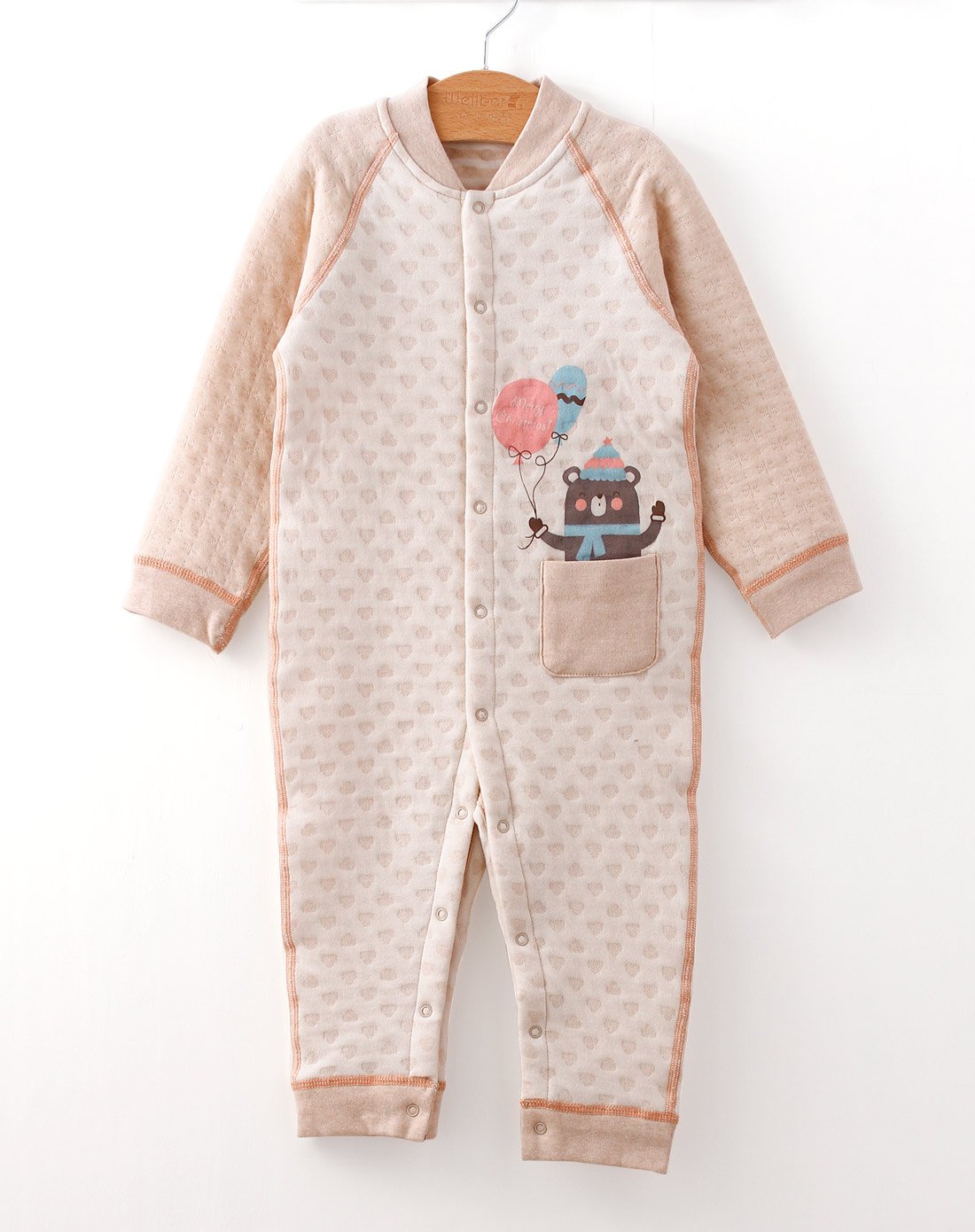 威尔贝鲁(wellber)婴儿连体衣宝宝衣服 新生儿哈衣婴儿彩棉爬服夹棉