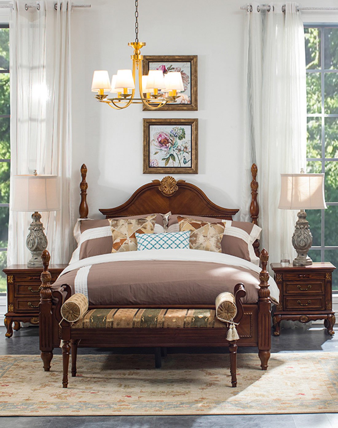 优梵艺术uvan art家具专场直发货figaro费加罗实木罗马柱帝王床1.