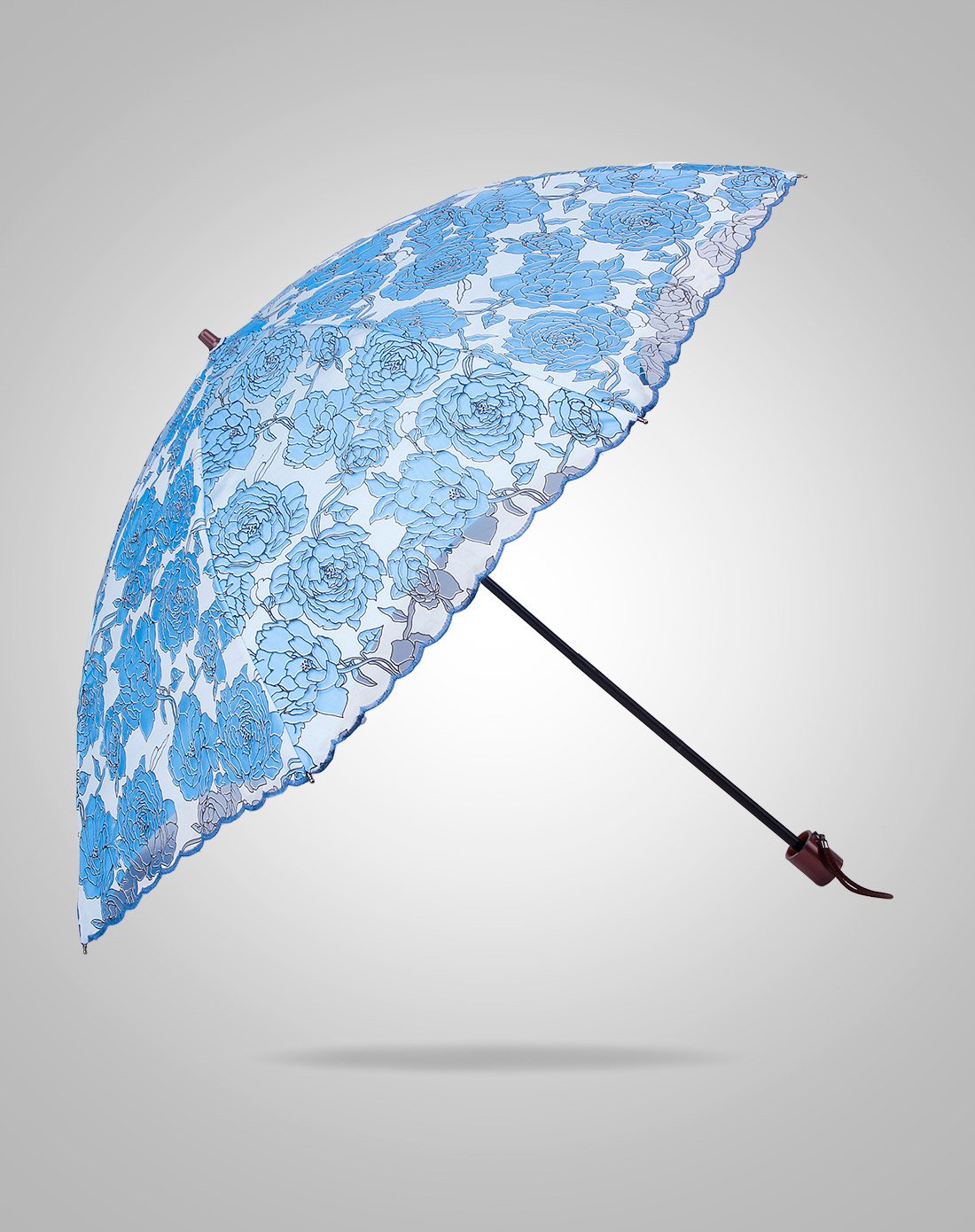 二折玫瑰花双层伞黄色