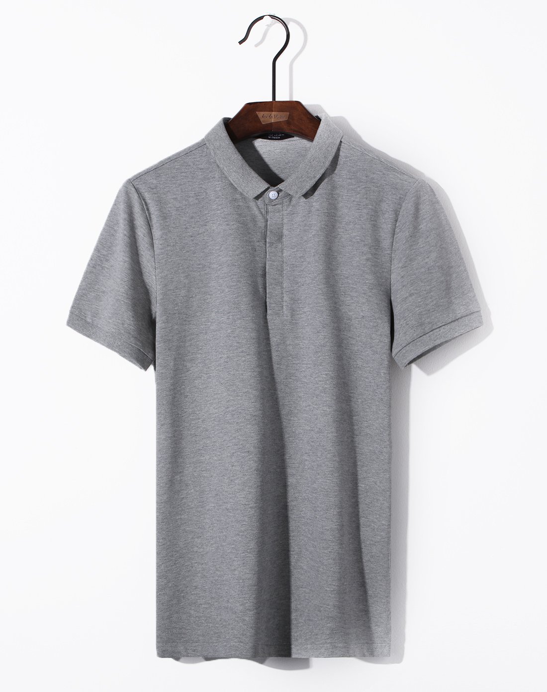 简约微弹暗门襟舒适百搭短袖polo衫浅灰