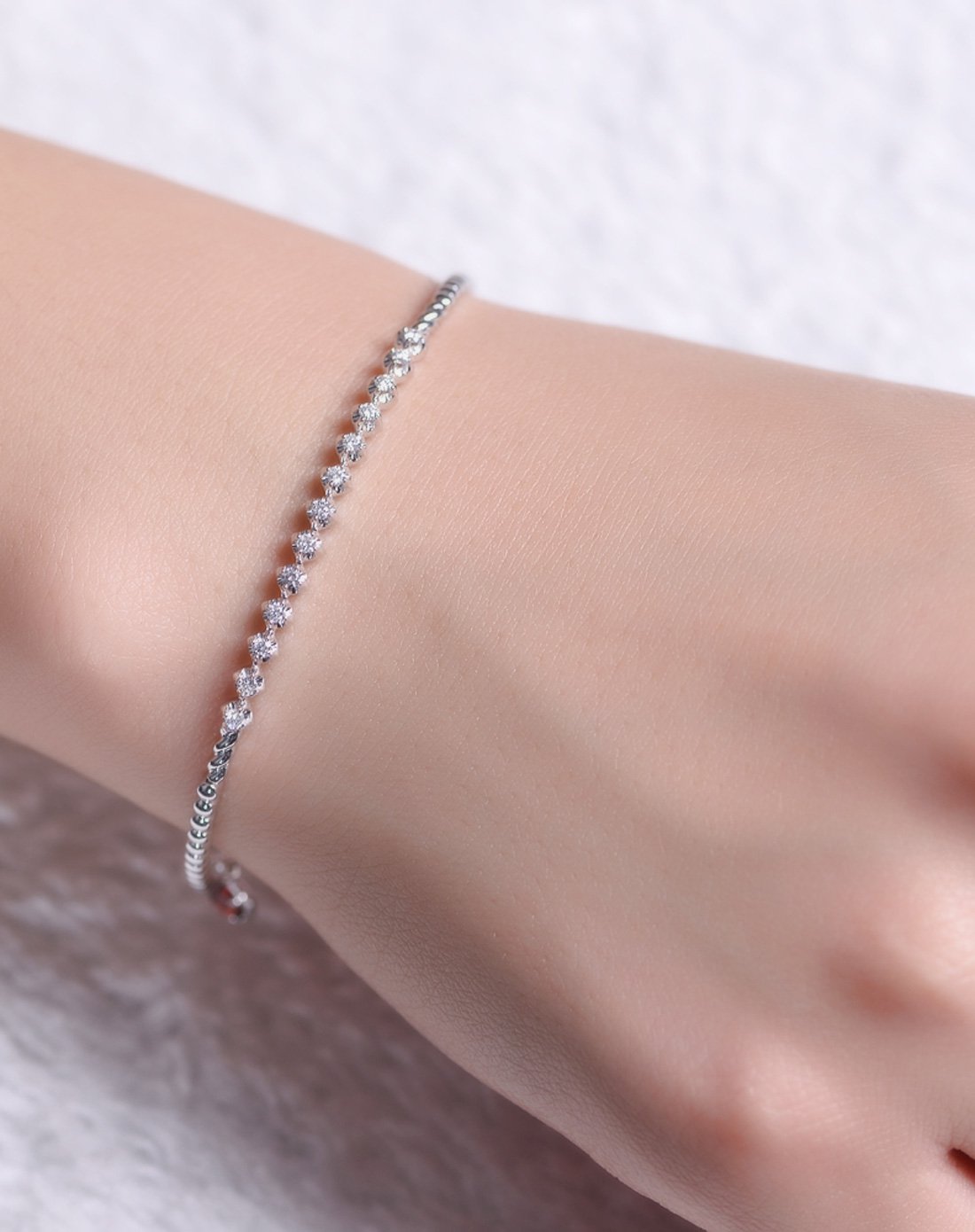 佐卡伊 心意 白18k金钻石手链