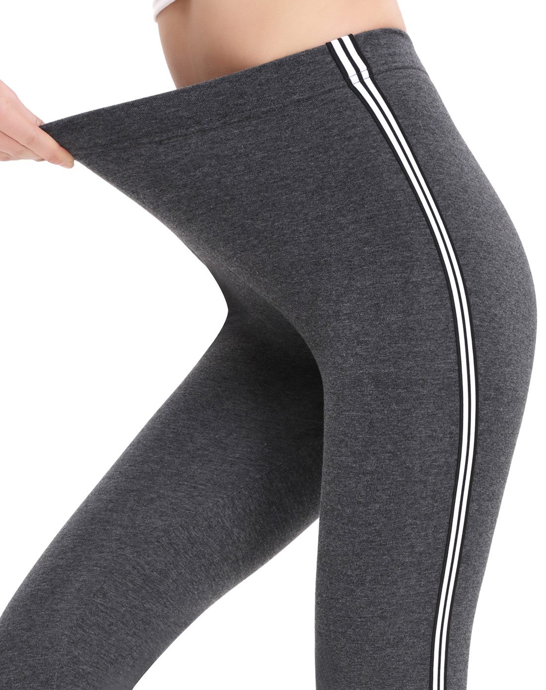 唯品专供 运动黑白双条纹弹力棉休闲裤子