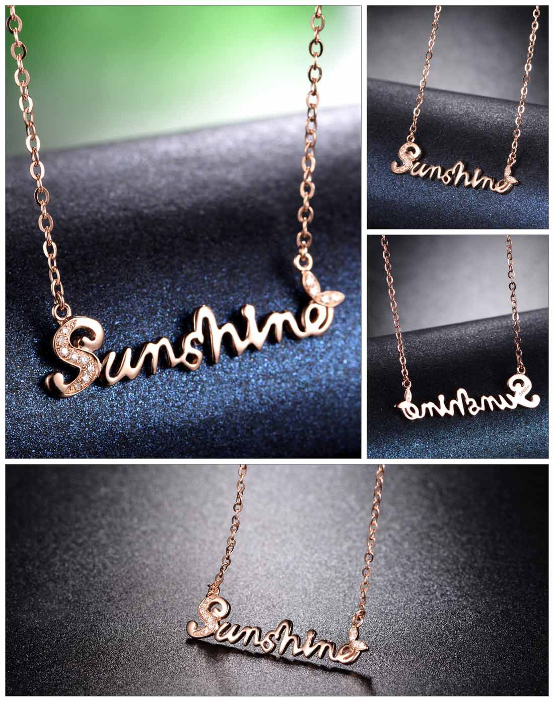 佐卡伊 sunshine 玫瑰18k金钻石项链