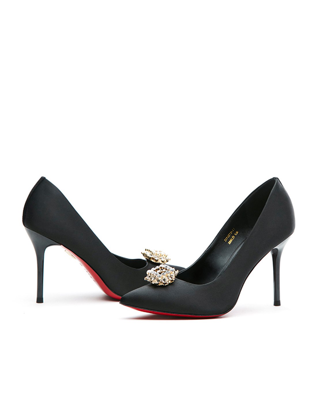 zsazsazsu新款优雅反绒面尖头王冠塔扣超高跟鞋