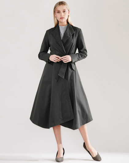 舒朗 都市休闲系带散摆长风衣