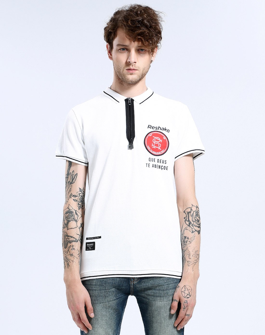 马克华菲潮牌reshake拉链时尚翻领短袖t恤3162216045001_唯品会