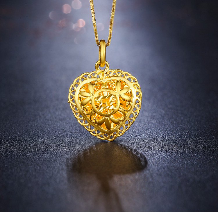 周六福黄金专场 周六福 精品足金心形镂空吊坠(不含项链)  