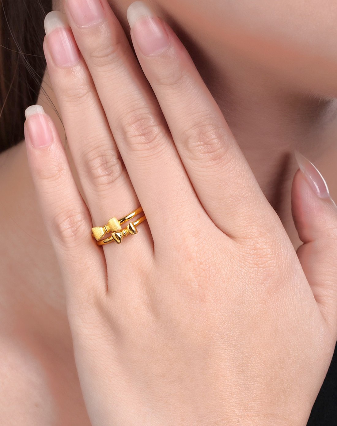 周六福黄金专场周六福 精品足金蝴蝶结开口戒指0305-hj084_唯品会